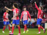Los jugadores del Atlético de Madrid celebran un gol en Champions.