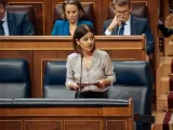 La ministra de Juventud e Infancia, Sira Rego, interviene durante una sesión de control al Gobierno, en el Congreso de los Diputados, a 20 de marzo de 2024, en Madrid (España).