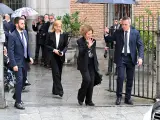 La Reina Doña Sofía el pasado lunes en la misa funeral en memoria de Fernando Gómez-Acebo y Borbón y antes de ingresar en el hospital.