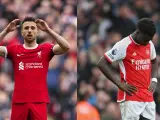 Diogo Jota y Bukayo Saka en las derrotas respectivas de Liverpool y Arsenal