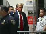Donald Trump, a su llegada a su juicio penal en Manhattan.
