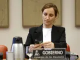 La ministra de Sanidad, Mónica García, comparece en la Comisión Mixta para el estudio de los problemas de las adicciones, este lunes en el Congreso.