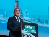 El alcalde de Barcelona, Jaume Collboni, durante la presentación de la Regata Cultural.
