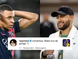 Neymar responde con insultos a una publicación de Instagram que elogia la actitud de Mbappé.