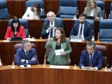 La consejera de Sanidad, Fátima Matute, interviene durante un pleno en la Asamblea de Madrid.
