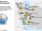 Localización de las instalaciones nucleares de Irán.