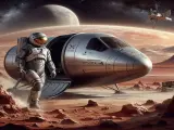 Un boceto de una nave de SpaceX en Marte