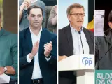 Pedro S&aacute;nchez (PSOE), Imanol Pradales (PNV), Alberto N&uacute;&ntilde;ez Feij&oacute;o (PP) y Pello Otxandiano (EH Bildu).
