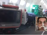 Interior del avión medicalizado en el que será repatriado el joven vasco Álex.