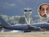El avión militar donde ha viajado a Bilbao el española Alexander García.