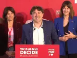 Eneko Andueza declara desde su sede después del escrutinio de las elecciones vascas