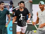 Nadal, Alcaraz y Djokovic AFP7 / EUROPA PRESS (Foto de ARCHIVO) 21/5/2022 ONLY FOR USE IN SPAIN
