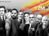 Estos son los 10 principales candidatos para las elecciones catalanas, de izquierda a derecha: Salvador Illa, Pere Aragonés, Carles Puigdemont, Ignacio Garriga, Jessica Albiach, Laia Estrada, Carlos Carrizosa, Alejandro Fernandez, Clara Ponsatí y Nuria Orriols.