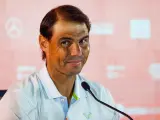 Rafael Nadal of Spain attends the media during his press conference during the Mutua Madrid Open 2024, ATP Masters 1000 and WTA 1000, tournament celebrated at Caja Magica on April 24, 2024 in Madrid, Spain. Irina R. Hipolito / AFP7 / Europa Press 24/4/2024 ONLY FOR USE IN SPAIN
