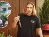 Daniel Sancho, en uno de sus vídeos de Youtube, junto a una imagen del Hotel Bougain y de él junto a Edwin Arrieta en moto.
