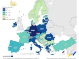 Precios medios del kilovatio/hora de electricidad en los distintos pa&iacute;ses de la UE durante la segunda mitad de 2023.