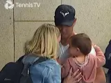 Rafa Nadal junto a su hijo antes del Mutua Madrid Open.