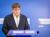 El candidato de Junts, Carles Puigdemont, ha presentado el programa electoral del partido.