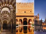 La Mezquita de Córdoba, la Alhambra de Granada y la Giralda de Sevilla.
