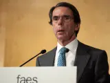 José María Aznar, durante un acto de FAES, este lunes.