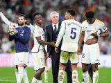 El Real Madrid celebra la victoria en el último Clásico