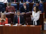 MADRID, 30/04/2024.- La presidenta de la Comunidad de Madrid, Isabel Díaz Ayuso, interviene este partes en el pleno que celebra la Asamblea. EFE/ Zipi Aragon