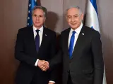 El primer ministro israelí, Benjamin Netanyahu, y el secretario de Estado estadonunidense, Antony Blinken.