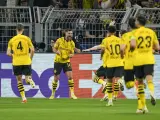 El Borussia Dortmund celebra el gol de Füllkrug ante el PSG en las semifinales de Champions.