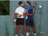 Mural de Alcaraz y Nadal en el Mutua Madrid Open.