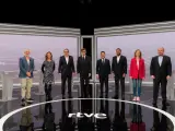 Los candidatos a las elecciones del 12M en el debate de RTVE.