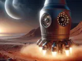 Boceto de cohete nuclear en Marte