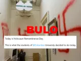 Bulo sobre pintadas realizadas por manifestantes propalestinos en la Universidad de Columbia.