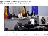 El tuit que puso Juan Manuel López Zafra, director general de Economía de la Comunidad de Madrid, este martes.