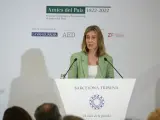 La candidata de los Comuns Sumar a presidenta de la Generalitat, Jéssica Albiach, en Barcelona Tribuna.