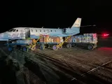 Uno de los aviones de Neymar cargado de ayuda para los afectados por las inundaciones al sur de Brasil.