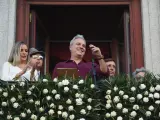 El cantante David Summers durante el pregón de las Fiestas de San Isidro, en la plaza de la Villa, a 9 de mayo de 2024, en Madrid.