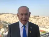 El primer ministro de Israel, Benjamin Netanyahu, en el v&iacute;deo difundido por redes sociales.