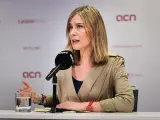 La candidata de Comuns Sumar, Jéssica Albiach, en la rueda de prensa de ACN.