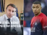 Emmanuel Macron, en su vídeo; y Kylian Mbappé.