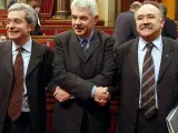 Joan Saura, Ernest Maragall, Josep-Llu&iacute;s Carod Rovira, los firmantes del Pacto del Tinell.