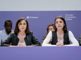 La secretaria general de Podemos, Ione Belarra, y la secretaria Política de Podemos, Irene Montero.