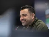 Xavi Hernández, durante la rueda de prensa de este sábado.