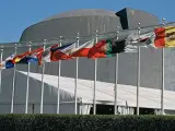Algunas banderas expuestas en la sede de las Naciones Unidas.