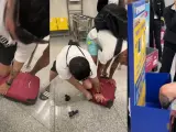 Un joven rompe las ruedas de su maleta para que no se la cobre Ryanair.
