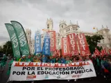 Vista de la manifestación convocada por las organizaciones sindicales de la Mesa Sectorial de Educación en Madrid.