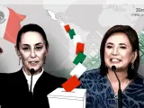 Claudia Sheinbaum y Xóchitl Gálvez, principales candidatas a la presidencia de México.