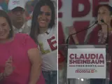 Las principales candidatas Xóchitl Gálvez y Claudia Sheinbaum en actos electorales en Ciudad de México.