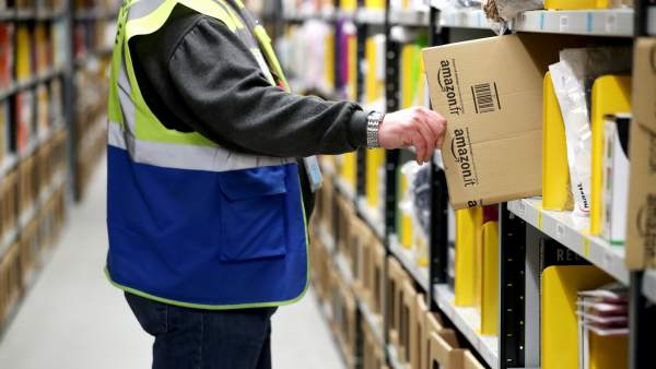 Image of an Amazon company warehouse.