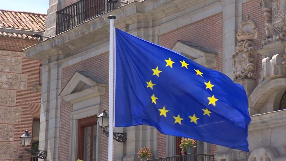 Flag Hoisting In Madrid To Celebrate Europe Day