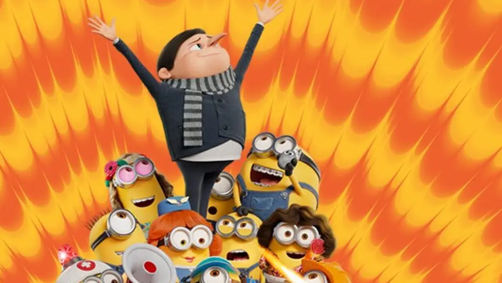 Detail of one of the posters of 'Minions: The origin of Gru'